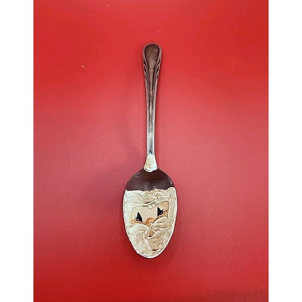 Vtg 1938 R.C.Co Argyle Silverplate Tablespoon 6" HANDPAINTED Santa Clause